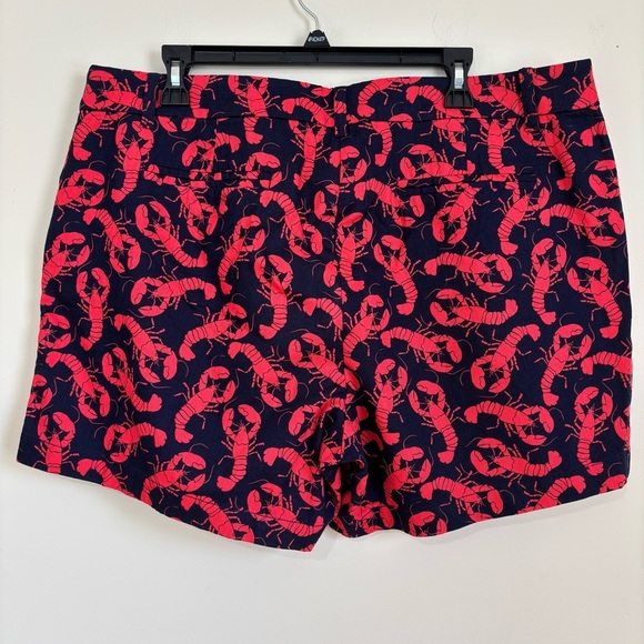 J. Crew Factory Plus Size 16 Navy Red Lobster print classic chino shorts - Picture 2 of 15